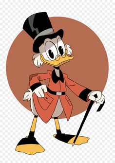 a cartoon duck wearing a top hat and holding a cane