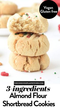 three ingredient almond floured cookies stacked on top of each other