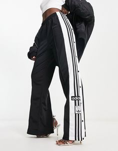 Trousers & Leggings by adidas Originals Basket-worthy find High rise Elasticated waistband adidas logo details Press-stud sides Straight fit Adidas Snap Pants, Adibreak Pants Outfit, Adidas Pant, Adidas Track Pants Outfit, Sweat Adidas, Adidas Trousers, Track Pants Outfit, Adidas Hose, Snap Pants