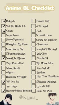 an anime checklist is shown with two people