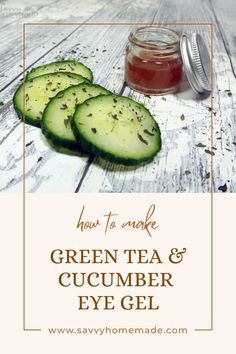 The cucumber hydrosol in this DIY skincare recipe will leave your eyes feeling fresher. Cucumber is well known for its power to soothe the eyes, and after a long day at work or spent running after your little ones, it’s just the ingredient to get those eyes feeling human again.   Green tea extract has some powerful anti-aging properties. It's absolutely packed with antioxidants and anti-free radicals. By applying this gel to your eyes on a daily basis, you’ll minimize fine lines and wrinkles that like to show up in the corners of your eyes. Cucumber Hydrosol, Diy Facials, Cucumber On Eyes, How To Make Greens, Diy Skin Care Recipes, Anti Aging Food, Diy Body Care