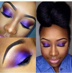 Pretty Purple eye makeup | Make Up for Dark Skin | Pinterest Purple Eye Shadow, Maquillage Yeux Cut Crease, Maquillage On Fleek, Drag Make-up, Makeup Dark, Purple Eye Makeup, Carnival Makeup