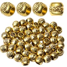 PRICES MAY VARY. Package includes: You will receive 50pcs high quality alloy spacer beads in the package (the size:9.5×8mm,hole:5mm),you can use these spacer beads to make your favorite style jewelry. Attractive color: The spacer beads are in antique gold, antique gold is a brilliant luster color, nobility and sacredness,a very fashionable color, these spacer beads match most jewelry. Large hole: The spacer beads extremely fit for thick cords, leather bracelets, snake chains and other. And perfe Beading Cord, Tibetan Jewelry, Black Beaded Bracelets, African Trade Beads, Making Crafts, Large Hole Beads, Leather Bracelets, Trade Beads, Tube Beads