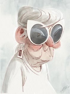 an old man wearing sunglasses and a white shirt