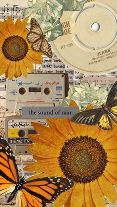 the sunflowers and butterflies have been altered to look like music