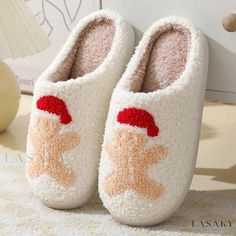 Lasaky - Comfortable and Adorable Cartoon Christmas Winter Cotton Slippers - Couples Warmth Inducing Slippers Preppy Slippers, Girly Christmas Gifts, Secret Santa Ideas, Santa Ideas, Christmas Slippers, Girly Christmas, Preppy Shoes, Accessories For Home, Slide Slippers