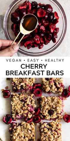 healthy breakfast bars with cranberries and oatmeal are ready to be eaten