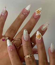 3d Nails, Flower Nails, Cute Acrylic Nails, Holiday Nails, Design Floral