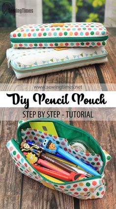 the diy pencil pouch is an easy sewing project for beginners to sew