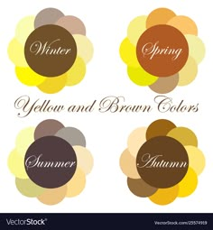 four different color scheme for autumn and winter colors in the form of circles with text