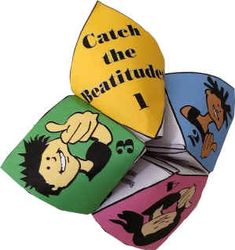 four cartoon dices with the words catch the beattud on each one side