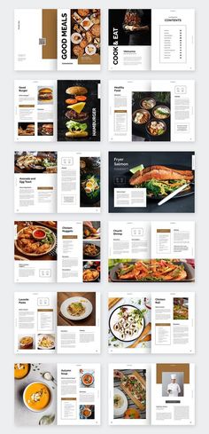 an image of food brochure with many different pictures on the front and back