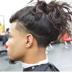 Tape Up Haircut Men Long Hair, Man Bun With Taper, Taper Fade Curly Hair Men Long, Manbun Undercut Fade, Low Taper With Long Hair, Long Hair Taper, Black Tie Hairstyles, Hair Line Up