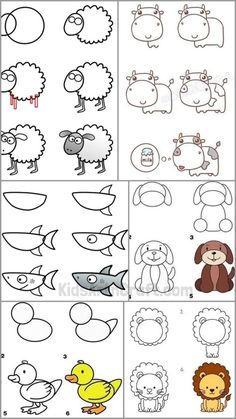 the worksheet for children to learn how to draw and paint animals in different ways