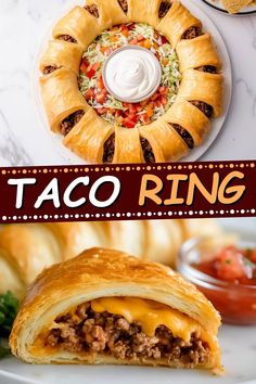 taco ring is an appetizer that's ready to be eaten and served