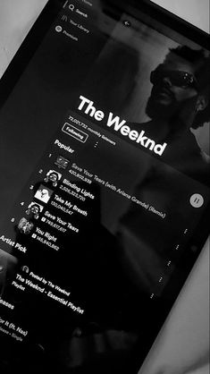 an image of a tablet with the word the weeknd on it's screen