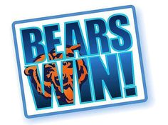 the bears win sticker is blue and orange