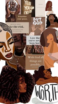 collage of black women with words written on them