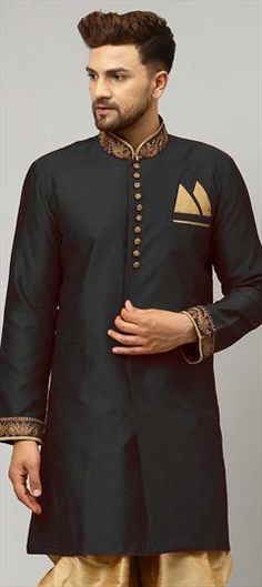 Black and Grey color Kurta in Art Silk fabric with Embroidered work Kurta For Men, Silk Kurta, Grey Color, Silk Fabric, Colorful Art, Gray Color, Black And Grey, Silk, For Men