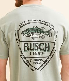 JEDCo Busch Light Fishing Team T-Shirt - Green Small, Men's Bay Graphic washed t-shirt. 100% Cotton. Machine wash cold. Non-chlorine bleach. Tumble dry low. Do not iron. Do not dry clean. Apparel & Accessories > Clothing > Shirts & Tops Busch Light, Team T Shirts, Accessories Clothing, T Shirt For Men, Come Back, Apparel Accessories, Shirts Tops, Mens T, Bleach