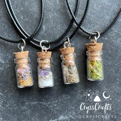 This listing is for one (1) Spell Jar Necklace of your choice. Please read descriptions carefully before adding your selections to checkout. Intuition Spell Jar Necklace is made with Mugwort, Rosemary, and moonstone. Wear this necklace to open your mind to receive the messages of the universe. Love Spell Jar Necklace is made with sugar, lavender, and rose quartz stone to promote love and romance. Wear it for self love or to attract a partner or give it as a gift to someone you care for. Prosperi Intuition Spell Jar, Intuition Spell, Witch Projects, Spell Jar Necklace, Love Spell Jar, Witches Jar, Jar Necklace, Spell Jars, Universe Love