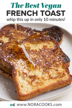 french toast on a plate with text overlay