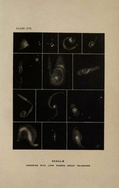 an old book with black and white pictures of planets on it's cover,