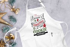 an apron with the words merry christmas and cookies on it