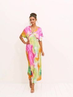 Season:Summer; Fabric:Polyester; Sleeve Length:Short Sleeve; Gender:Women's; Style:Elegant; Occasion:Date; Fit Type:Loose Fit; Dresses Type:A Line Dress; Pattern:Ombre; Design:Print; Neckline:V Neck; Brand:Shall We; Front page:FF; Listing Date:06/19/2024; Bust:null; Hips:null; Length:null; Shoulder Width:null; Waist:null; Fit US Size:null; Fit UK Size:null; Fit EU Size:null; Dress Length Type:Midi Dress; Print Type:Print V-neck Maxi Dress For Beach Cover-up In Summer, Multicolor V-neck Beach Dress For Day Out, Summer V-neck Beach Dress, Multicolor V-neck Summer Midi Dress, V-neck Dresses For Summer Parties, Summer Short Sleeve Maxi Dress For Day Out, Flowy Midi Dress For Spring Beach Cover-up, Summer Maxi Dress For Day Out With Short Sleeves, Summer Maxi Dress With Short Sleeves