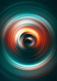 an abstract image of colorful circles in blue, orange and green colors on a black background