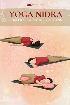 Yoga Nidra Positions and Modifications Yoga Poses Surya Namaskar, Yoga Readings For Savasana, Lord Vishnu Yoga Nidra, Yoga Nidra Script, Yoga Nidra Meditation, Shoulder Strain, What Is Yoga, Guided Visualization