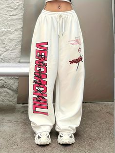 Junior Pants, Sweatpants Women, White Sweatpants, Oversized Pants, Estilo Indie, Women Cargo Pants, Streetwear Pants, Hip Hop Streetwear, Women Cargos