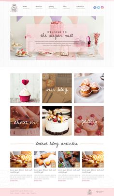 the website is designed to look like it has many different types of cakes and cupcakes