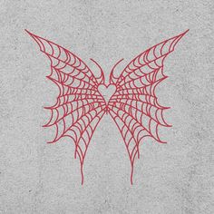 a drawing of a spider web on the ground with red lines in it's wings