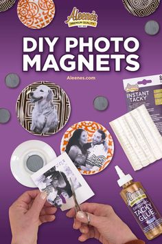 a person is holding an item in front of some magnets