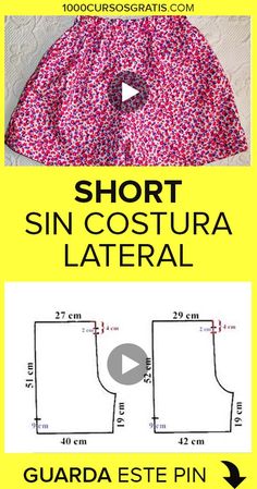 the shorts pattern is shown with measurements and instructions to make it easier for you to sew