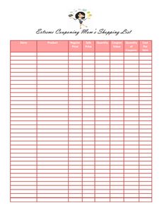 a printable grocery shopping list is shown in red and white, with an image of a