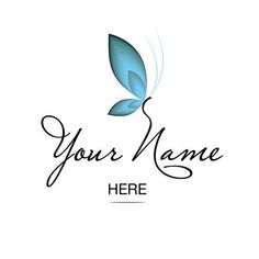 a blue butterfly logo with the words your name here