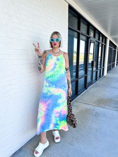 Get ready to rock your summer style with our Summer Moon Tie Dye Maxi Dress! This relaxed fit, breezy dress is not only comfortable and cool, but also brings a whole lot of fun with its unique tie dye design. Perfect for those sunny days, this maxi dress is sure to be your go-to summer outfit. -THEEE most gorgeous tie dye print we've ever seen! -Breezy, relaxed and comfy fit! -Spaghetti strap style -Maxi length -Layer with a leather or denim jacket! -65% Cotton; 35% Polyester SIZING: The dress f Kimono Coat, Tie Dye Maxi, Tie Dye Maxi Dresses, Unique Ties, Breezy Dress, Tie Dye Designs, Tie Dye Print, Comfy Fits, Dress Accessories