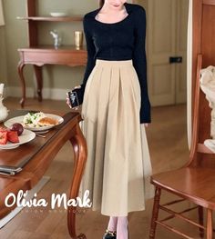 3 Retro Umbrella, Teacher Looks, Job Outfits, Skirt Tops, White Umbrella, Government Job, Umbrella Skirt, Elegant Skirt, Elegant Styles