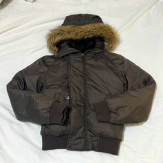 Brand Ralph Lauren Size S Condition Great Color Brown Closure Zipper, Loop Buttons 2 Pockets With Snap Closure Ribbed Cuffs And Hem Drawstring Small Flaw Shown In Photo Front Placket Is Velvet Lined Removable Faux Fur Bundle And Save Send Offers Tags: Y2k - Vintage - Faux Fur - Winter - Warm - Puffer Vintage Puffer Jacket, Fur Hood Jacket, Hood Jacket, Lauren Brown, Fur Hood, Y2k Vintage, Warm Winter, Snap Closure, Faux Fur