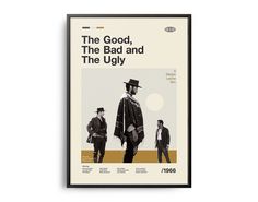 the good, the bad and the ugly movie poster in black frame on white wall