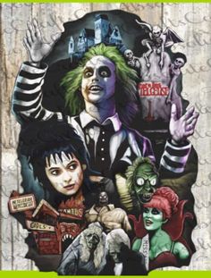 an image of a group of people dressed up as the characters from beetlejuice