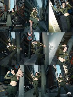 the collage shows an image of a woman in uniform