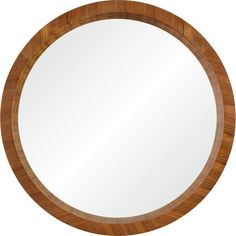 a round wooden mirror on a white background