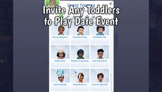 an image of some people on the screen with text that reads, invie't any toddlers to play date event