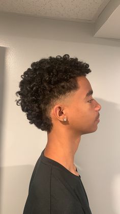 Curly Mullet Fade Men, Afro Hawk, Afro Mullet, Tapered Haircut Black, Frohawk Fade, Twist Hair Men, Hair Unit, Curly Hair Fade, Buzz Cut Hairstyles