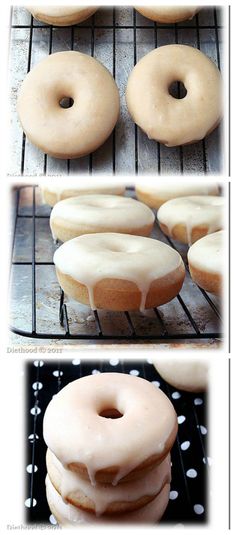 there are many donuts that are on the cooling rack and in front of each other