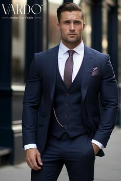 Blue Suits For Men Wedding Guest, Three Piece Suit Mens Navy Blue, Mens Suit Navy Blue, Men’s 3 Piece Suits For Wedding, Three Piece Suit Groom Wedding, Dark Blue Three Piece Suit Men, Navy 3 Piece Suit Wedding, Men’s Suit Wedding, Mens Blue Wedding Suits