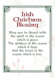 irish christmas blessing card with holly branches